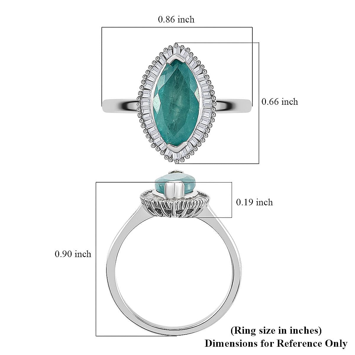 Grandidierite, Diamond 2.00 ctw Halo Ring in Platinum Over Sterling Silver,Wedding Rings For Women (Size 10.00)