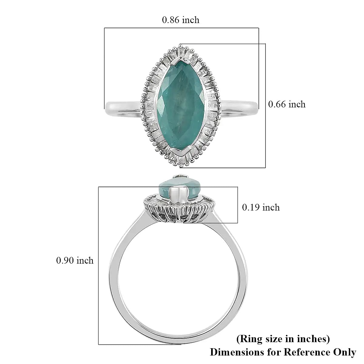 Grandidierite, Diamond 2.00 ctw Halo Ring in Platinum Over Sterling Silver, Wedding Rings For Women (Size 6.00) image number 6