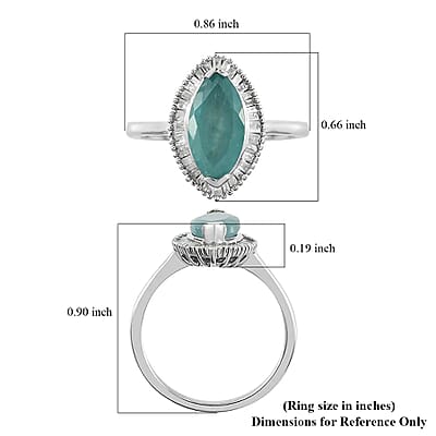 Grandidierite, Diamond  2.00 ctw Halo Ring in Platinum Over Sterling Silver, Wedding Rings For Women