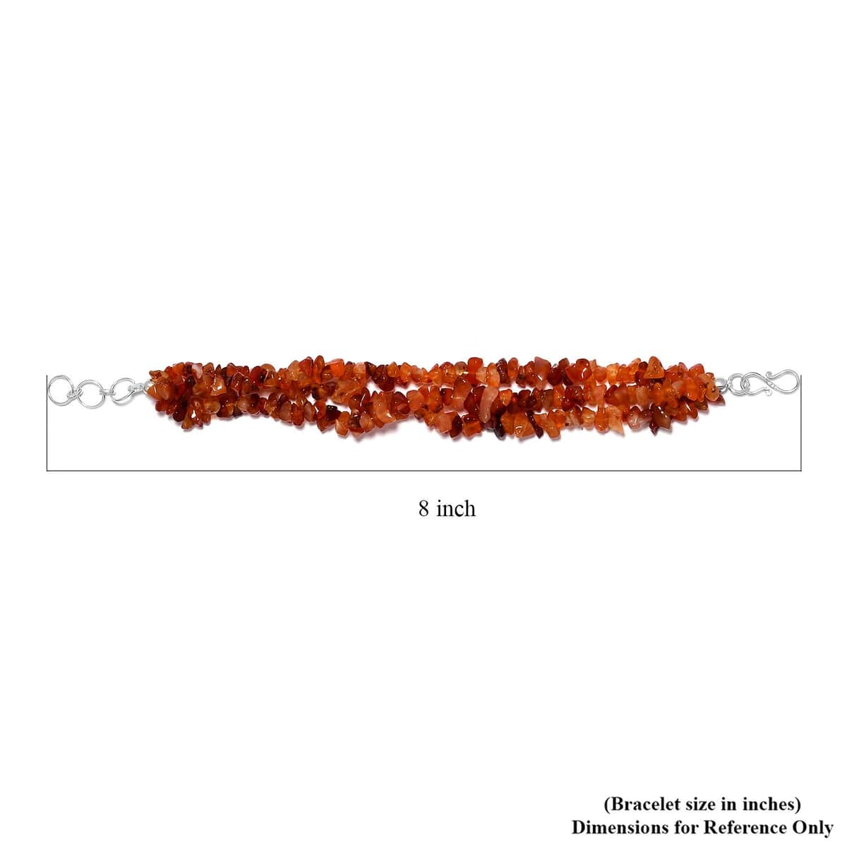 Carnelian Chips Multi Strand Bracelet in Platinum Over Sterling Silver (7.25 In) 128.75 ctw image number 4