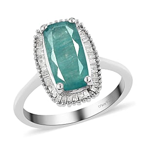 Grandidierite, Diamond Halo Ring in Platinum Over Sterling Silver, Wedding Rings For Women 2.60 ctw (Size 6.0)