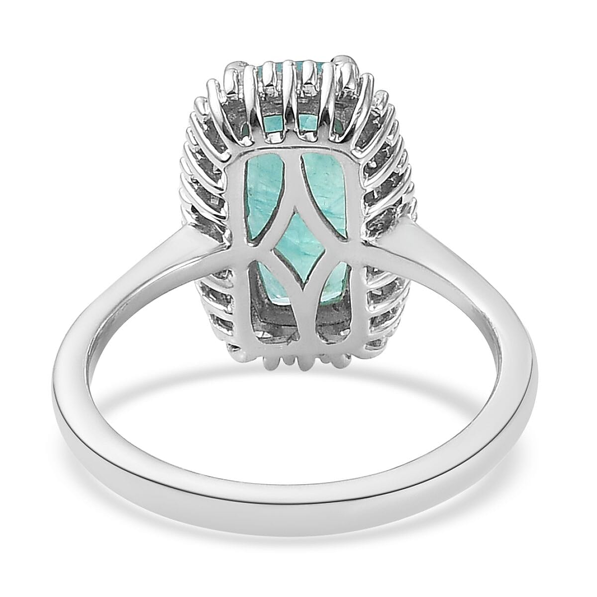 Grandidierite, Diamond Halo Ring in Platinum Over Sterling Silver, Wedding Rings For Women 2.60 ctw (Size 9.0) image number 4