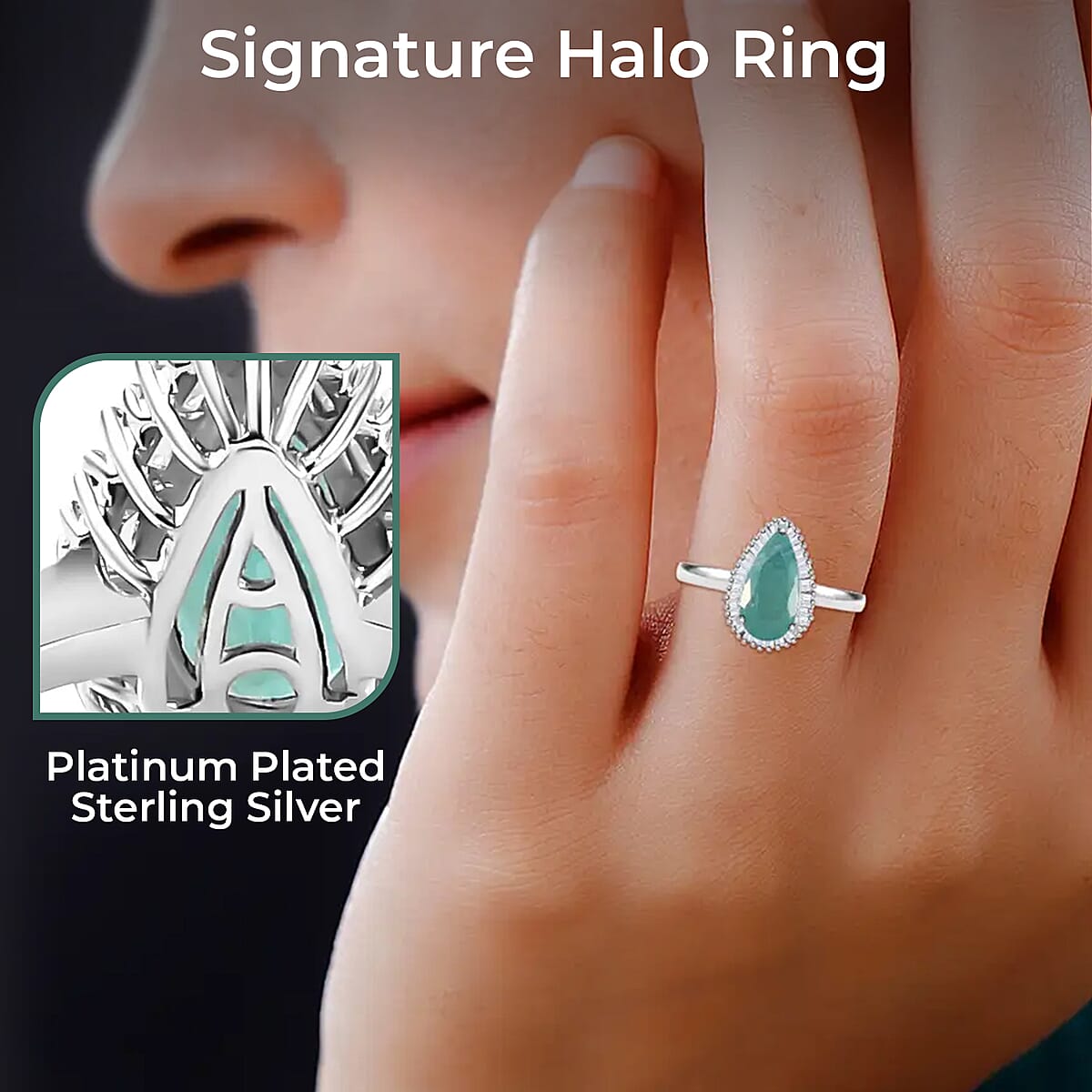 Grandidierite, Diamond  2.00 ctw Halo Ring in Platinum Over Sterling Silver,Wedding Rings For Women (Size 10) image number 2