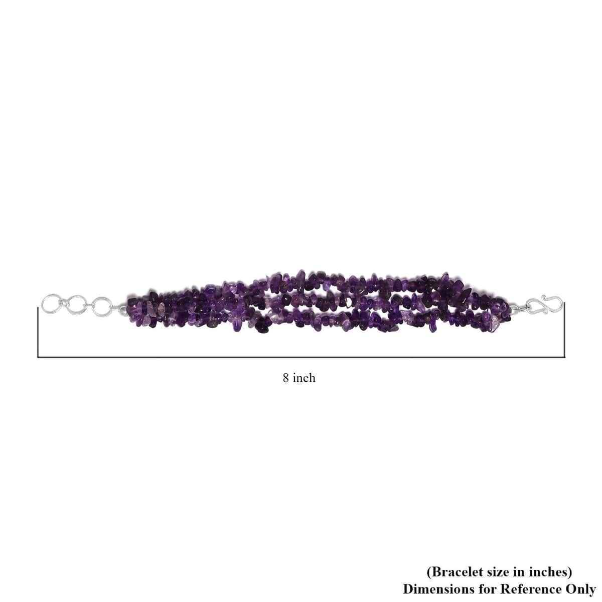 Amethyst Chips Multi Strand Bracelet in Platinum Over Sterling Silver (7.25 In) 92.20 ctw image number 4