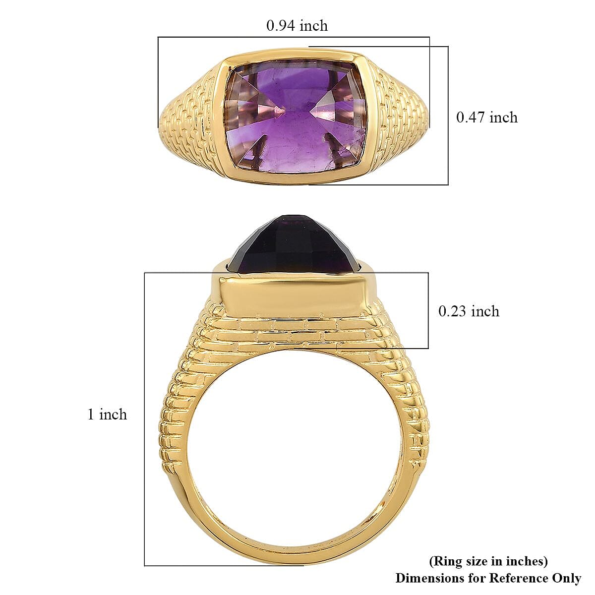 Sugar Loaf Cut Lusaka Amethyst Men's Ring in Vermeil Yellow Gold Over Sterling Silver (Size 14.0) 5.50 ctw image number 5