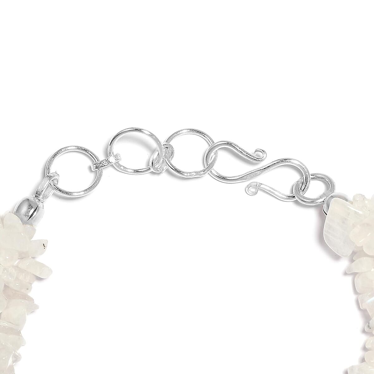 Rainbow Moonstone Chips Multi Strand Bracelet in Platinum Over Sterling Silver (7.25 In) 105.15 ctw image number 3