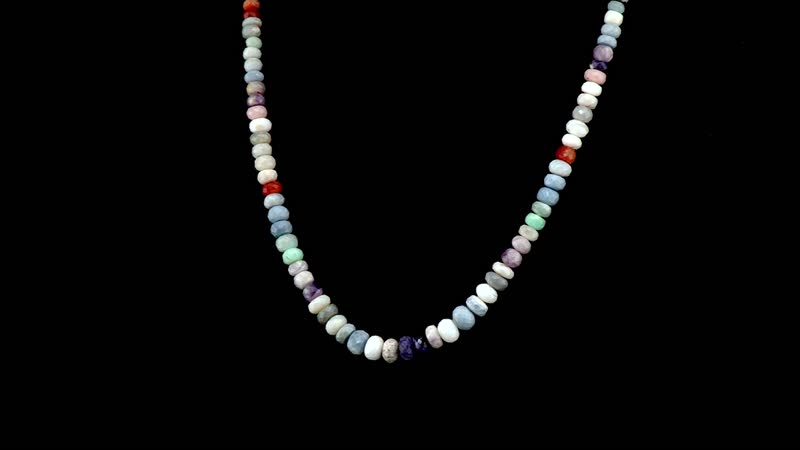 Multi Opal 83.15 ctw Beaded Necklace 18-20 Inches in Sterling Silver