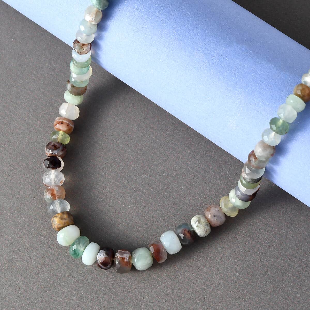 Natural Zimbaprase Beaded Necklace 20 Inches in Sterling Silver 95.20 ctw image number 1