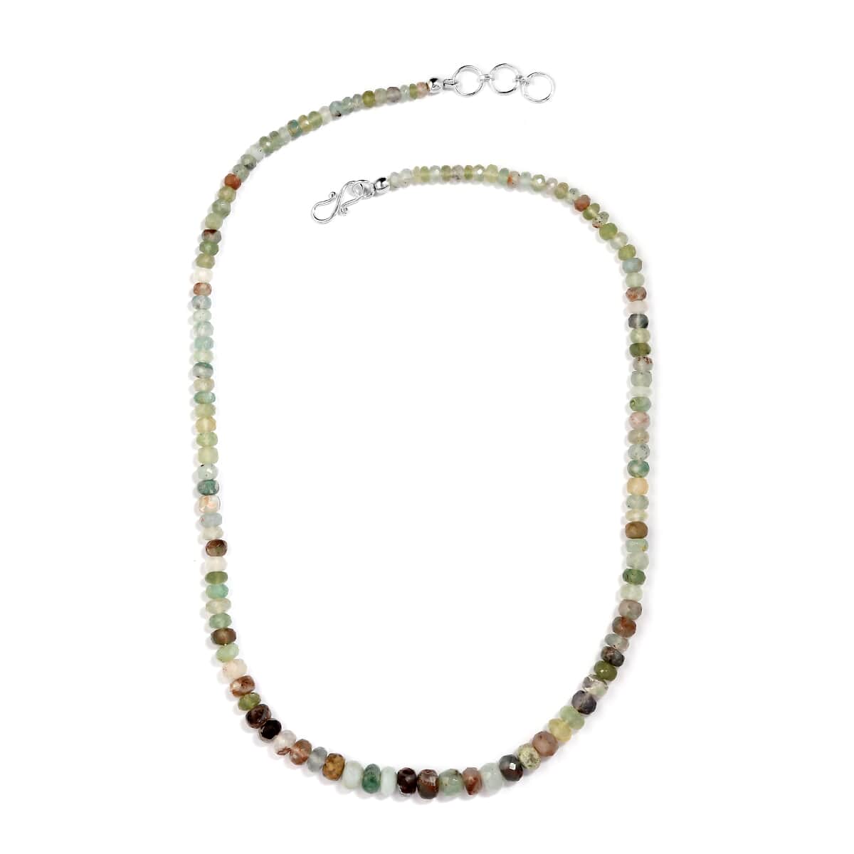 Natural Zimbaprase Beaded Necklace 20 Inches in Sterling Silver 95.20 ctw image number 3