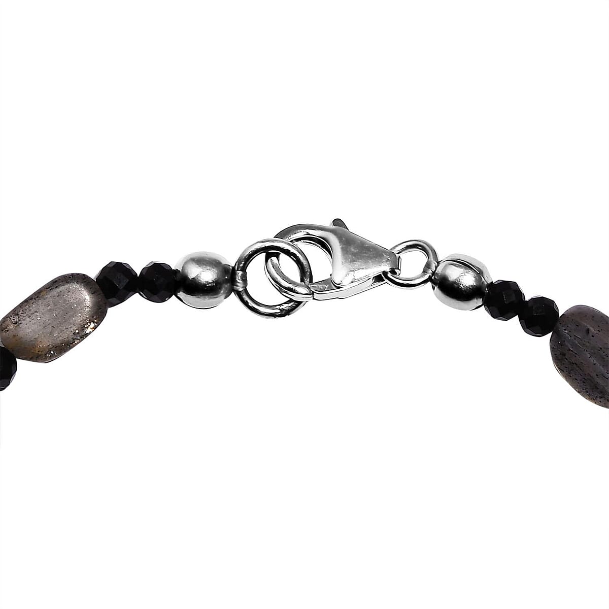 Malagasy Labradorite, Thai Black Spinel Beaded Bracelet in Sterling Silver (7.25 In) 25.45 ctw image number 2