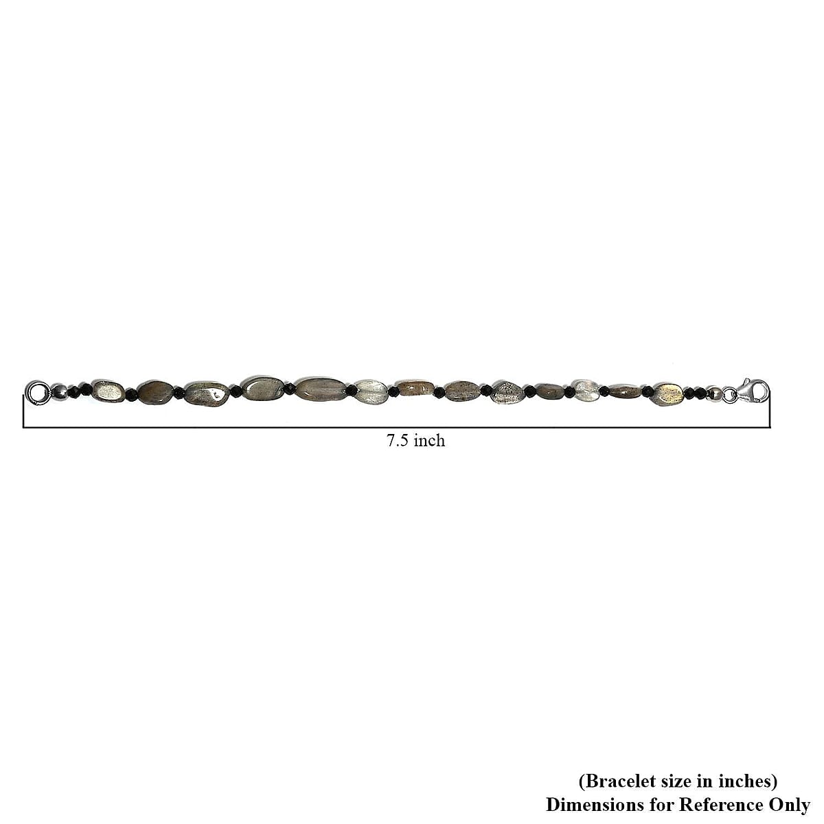 Malagasy Labradorite, Thai Black Spinel Beaded Bracelet in Sterling Silver (7.25 In) 25.45 ctw image number 3