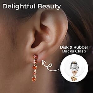 Mexican Fire Opal Earrings, Dangling Earrings, Sterling Silver Earrings, Opal Dangle Earrings 0.85 ctw