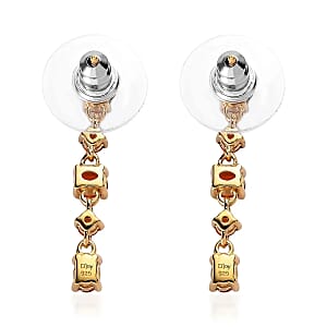 Mexican Fire Opal Earrings, Dangling Earrings, Sterling Silver Earrings, Opal Dangle Earrings 0.85 ctw