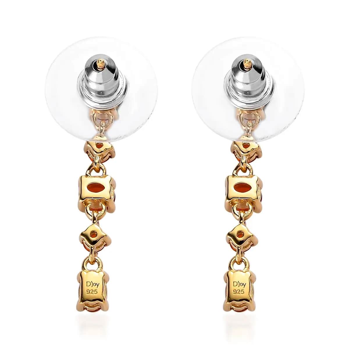 Mexican Fire Opal Earrings, Dangling Earrings, Sterling Silver Earrings, Opal Dangle Earrings 0.85 ctw image number 3