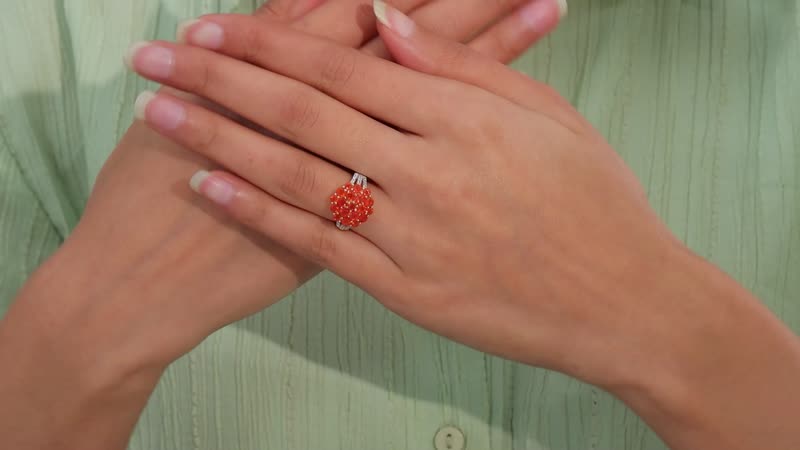 Crimson Fire Opal and Natural White Zircon Floral Ring in Vermeil Yellow Gold Over Sterling Silver 1.50 ctw