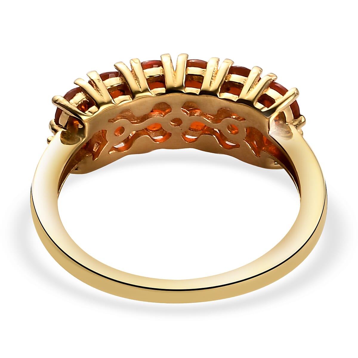 Mexican Fire Opal and Natural White Zircon Ring in Vermeil Yellow Gold Over Sterling Silver (Size 7.0) 1.00 ctw image number 4