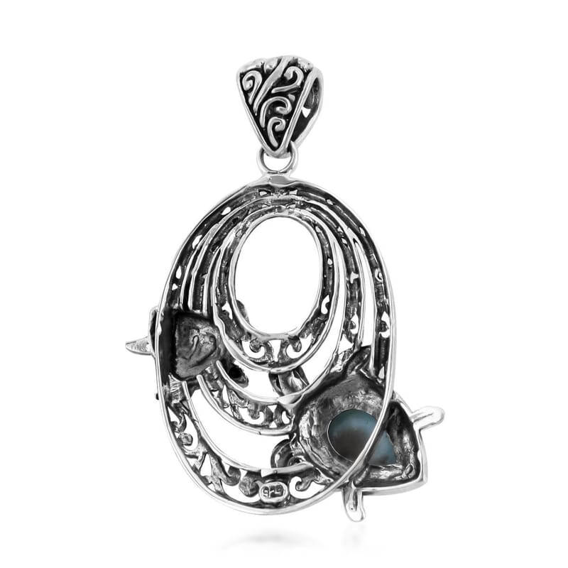 Bali Legacy Larimar 2.25 ctw Turtle Pendant in Sterling Silver