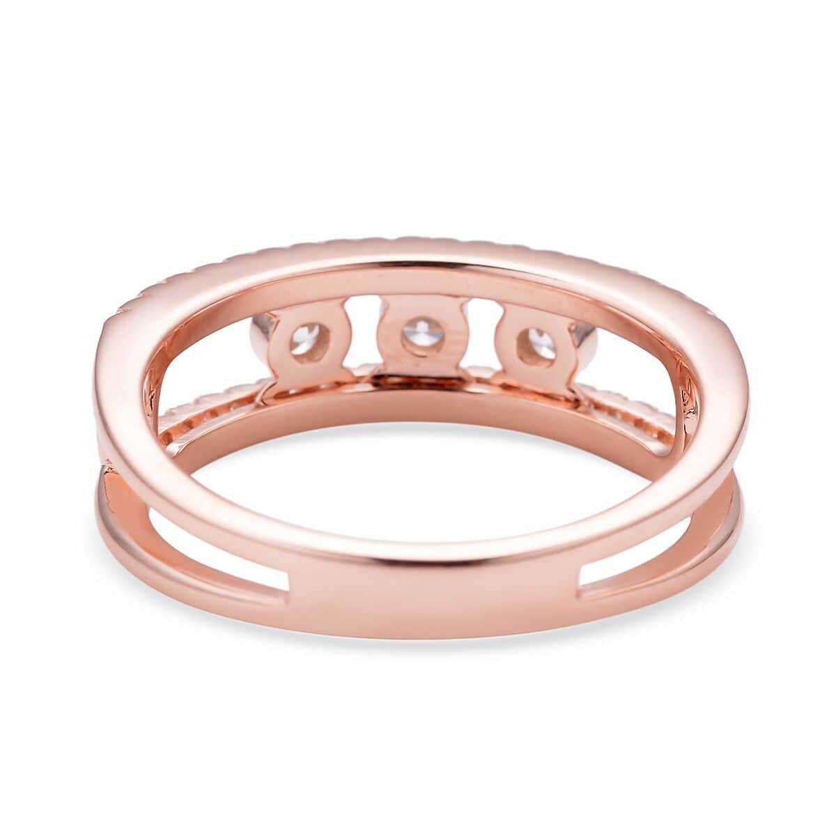 Sliding Simulated Diamond Ring in 14K Rose Gold Over Sterling Silver (Size 5.0) 0.85 ctw image number 4