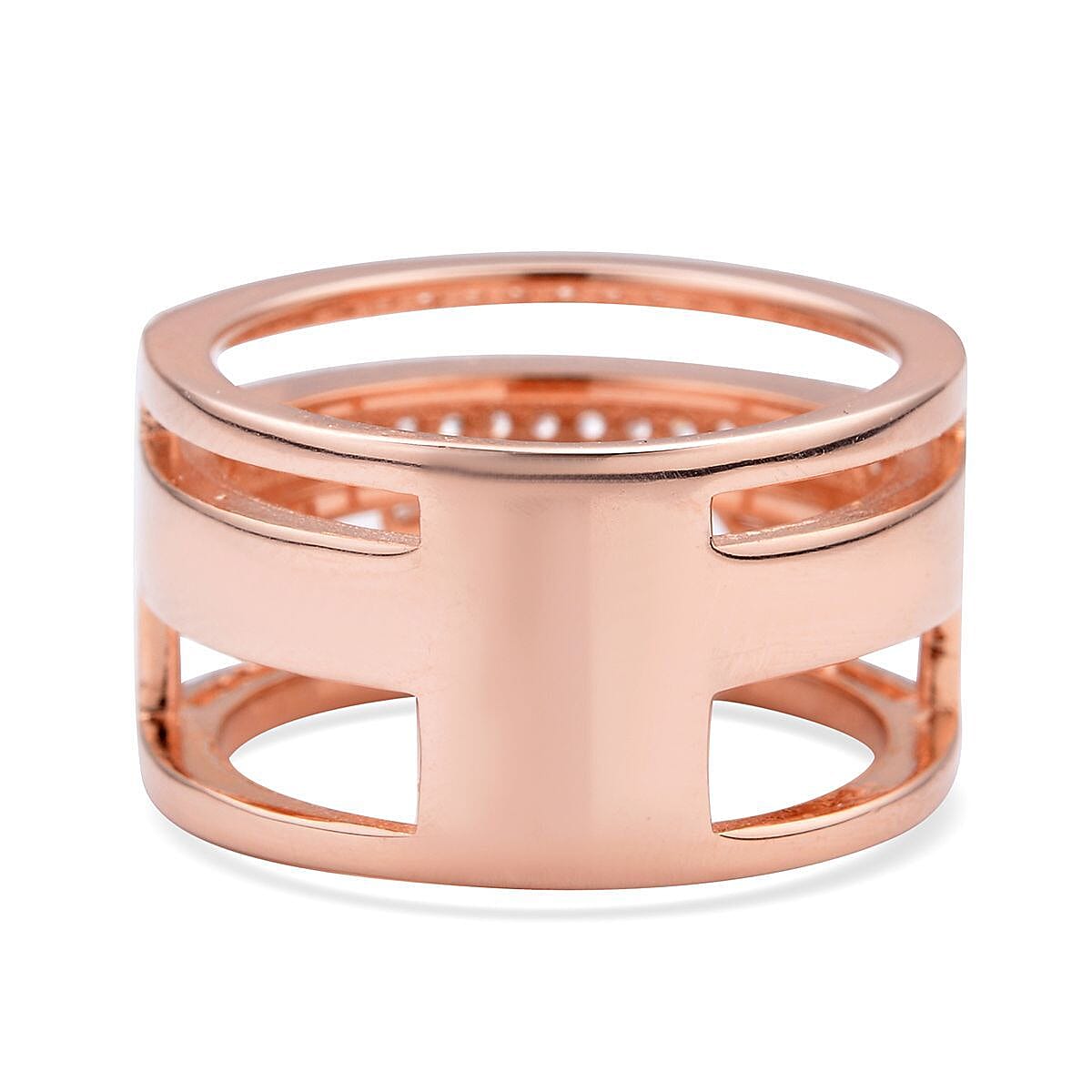 Sliding Simulated Diamond 3 Row Band Ring in 14K Rose Gold Over Sterling Silver (Size 8.0) 1.60 ctw image number 4