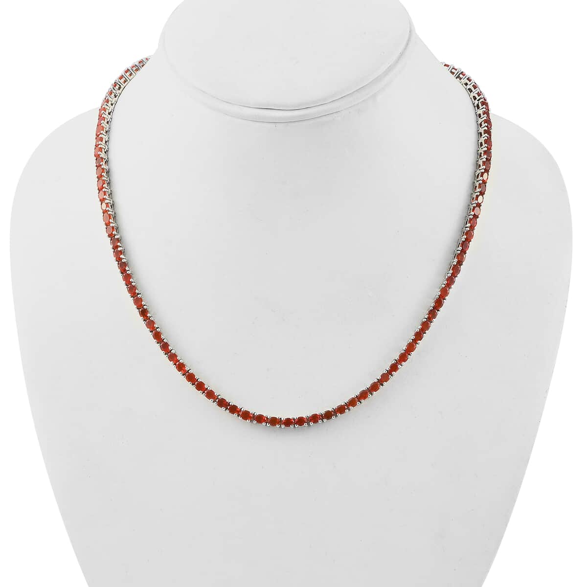 Crimson Fire Opal Tennis Necklace 18 Inches in Platinum Over Sterling Silver 13.15 ctw image number 2