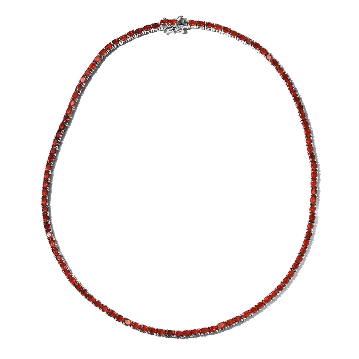 Crimson Fire Opal Tennis Necklace 18 Inches in Platinum Over Sterling Silver 13.15 ctw image number 4