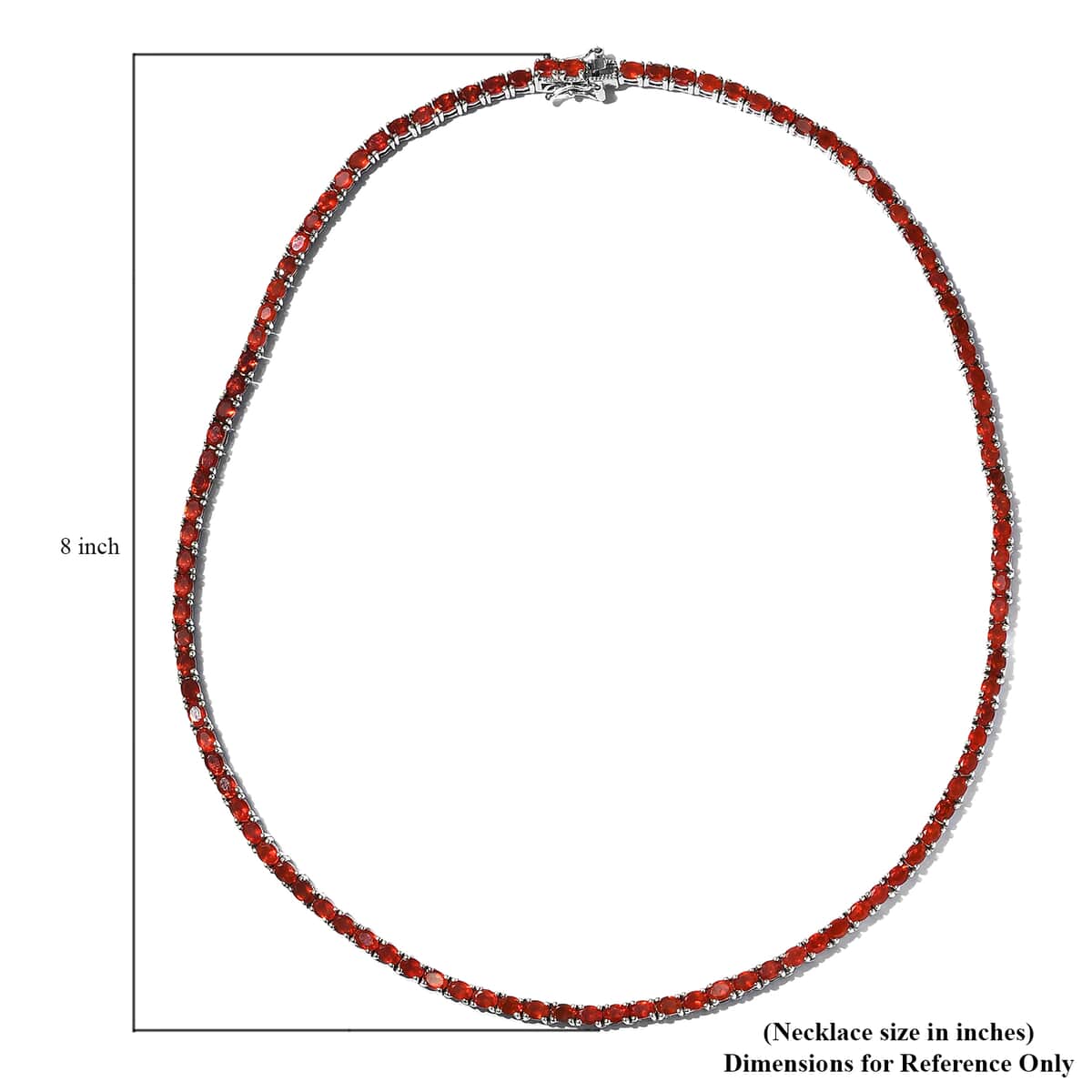 Crimson Fire Opal Tennis Necklace 18 Inches in Platinum Over Sterling Silver 13.15 ctw image number 5