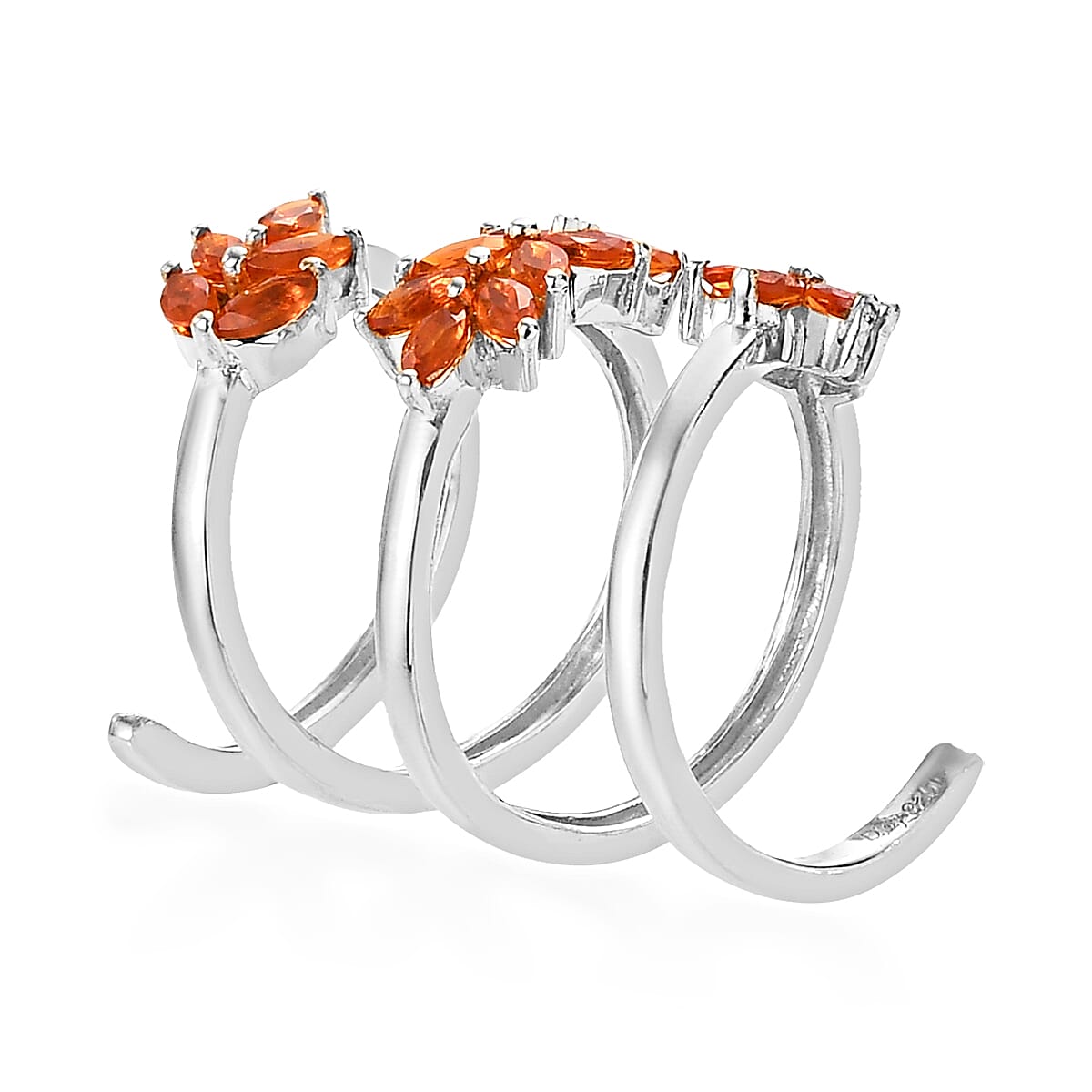 Crimson Fire Opal Ring in Platinum Over Sterling Silver (Size 8.0) 1.10 ctw image number 3