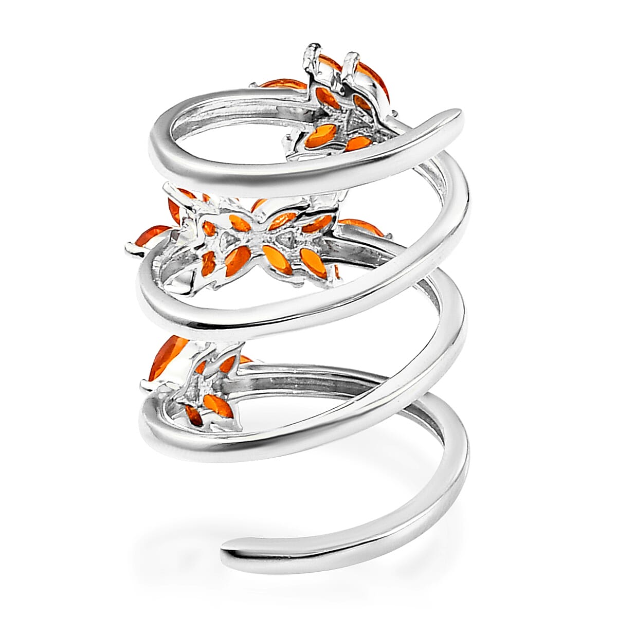 Crimson Fire Opal Ring in Platinum Over Sterling Silver (Size 8.0) 1.10 ctw image number 4