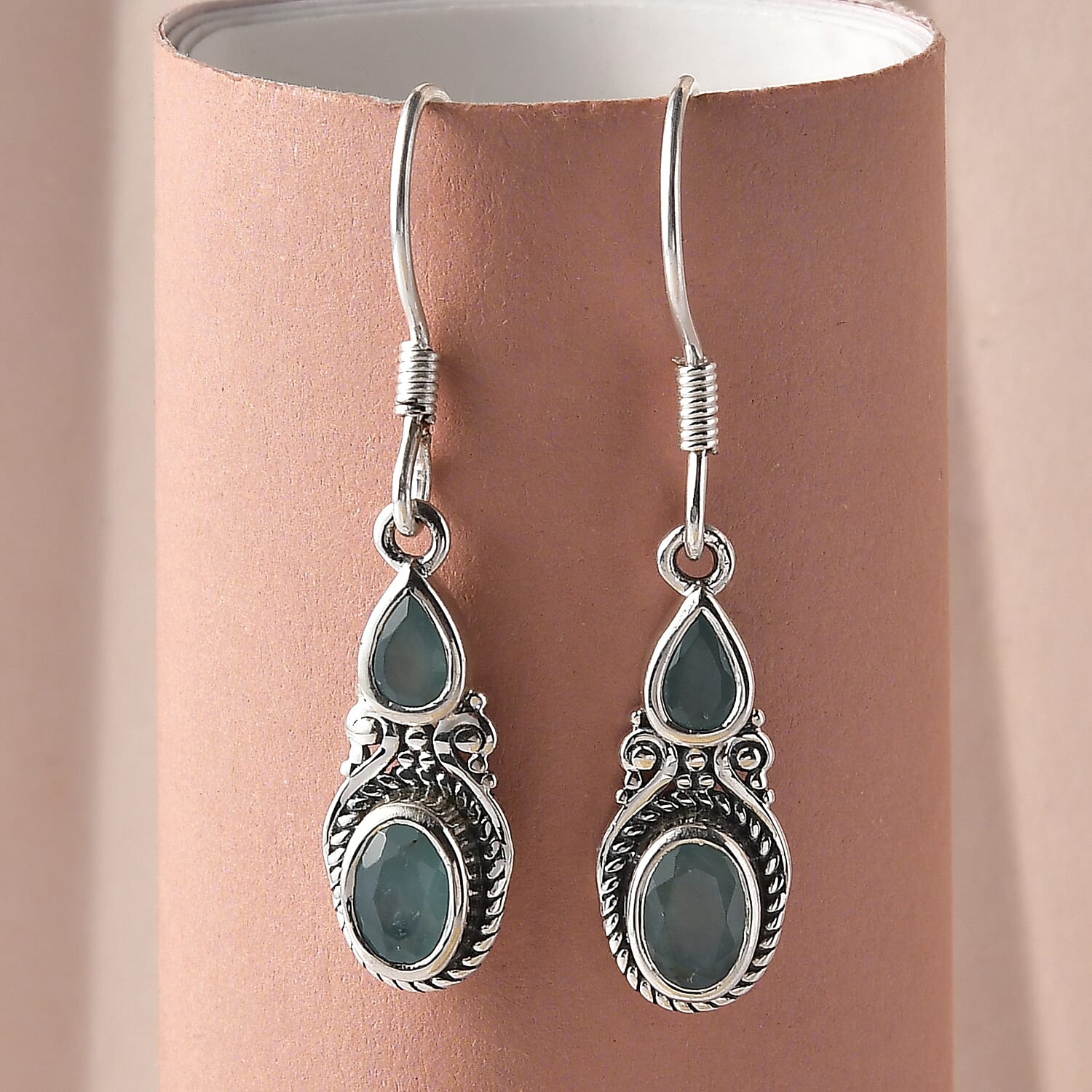 Artisan Crafted Premium Grandidierite Fancy Earrings in Sterling Silver 1.25 ctw