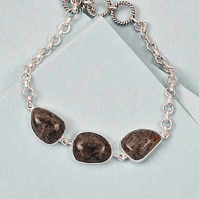 Artisan Crafted Natural Yooperlite Toggle Clasp Bracelet in Sterling Silver (6.50-8.0In) 22.25 ctw with Free UV Flash Light