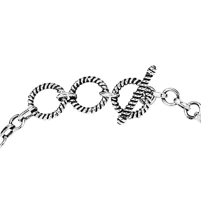 Artisan Crafted Natural Yooperlite Toggle Clasp Bracelet in Sterling Silver (6.50-8.0In) 22.25 ctw with Free UV Flash Light