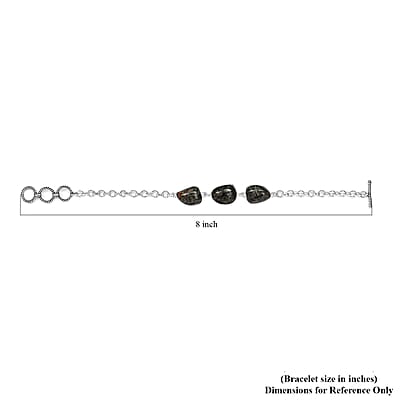 Artisan Crafted Natural Yooperlite Toggle Clasp Bracelet in Sterling Silver (6.50-8.0In) 22.25 ctw with Free UV Flash Light