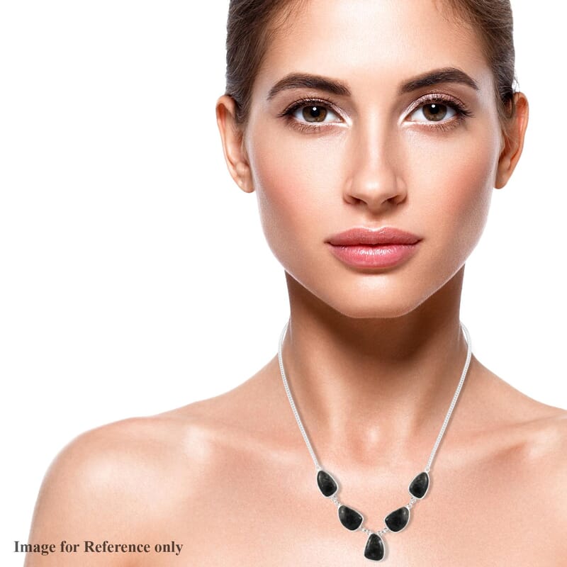 Artisan Crafted Natural Yooperlite Necklace 18-20 Inches in Sterling Silver 37.35 ctw with Free UV Flash Light
