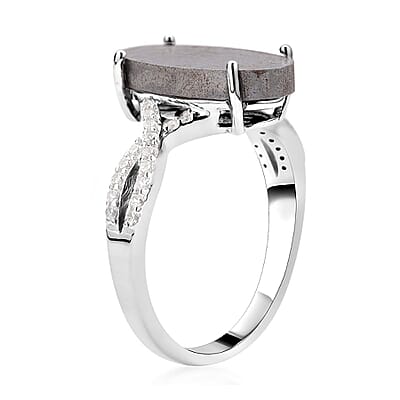 Marvelous Meteorites and Natural White Zircon Infinity Shank Ring in Rhodium Over Sterling Silver (Size 7.0) 0.35 ctw