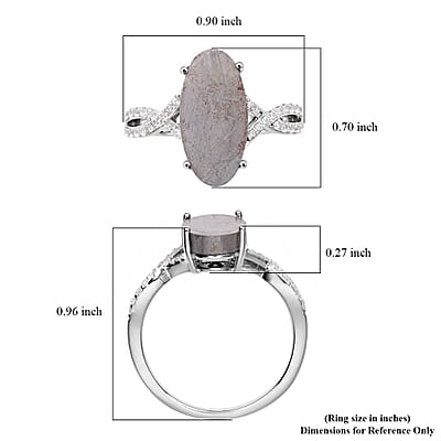 Marvelous Meteorites and Natural White Zircon Infinity Shank Ring in Rhodium Over Sterling Silver (Size 7.0) 0.35 ctw