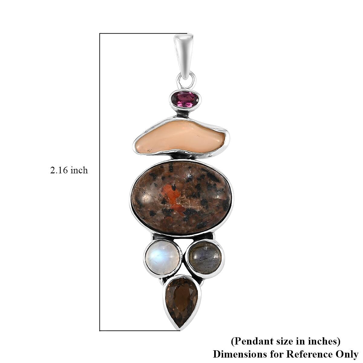 Artisan Crafted Natural Yooperlite and Multi Gemstone Fancy Pendant in Sterling Silver 17.90 ctw with Free UV Flash Light