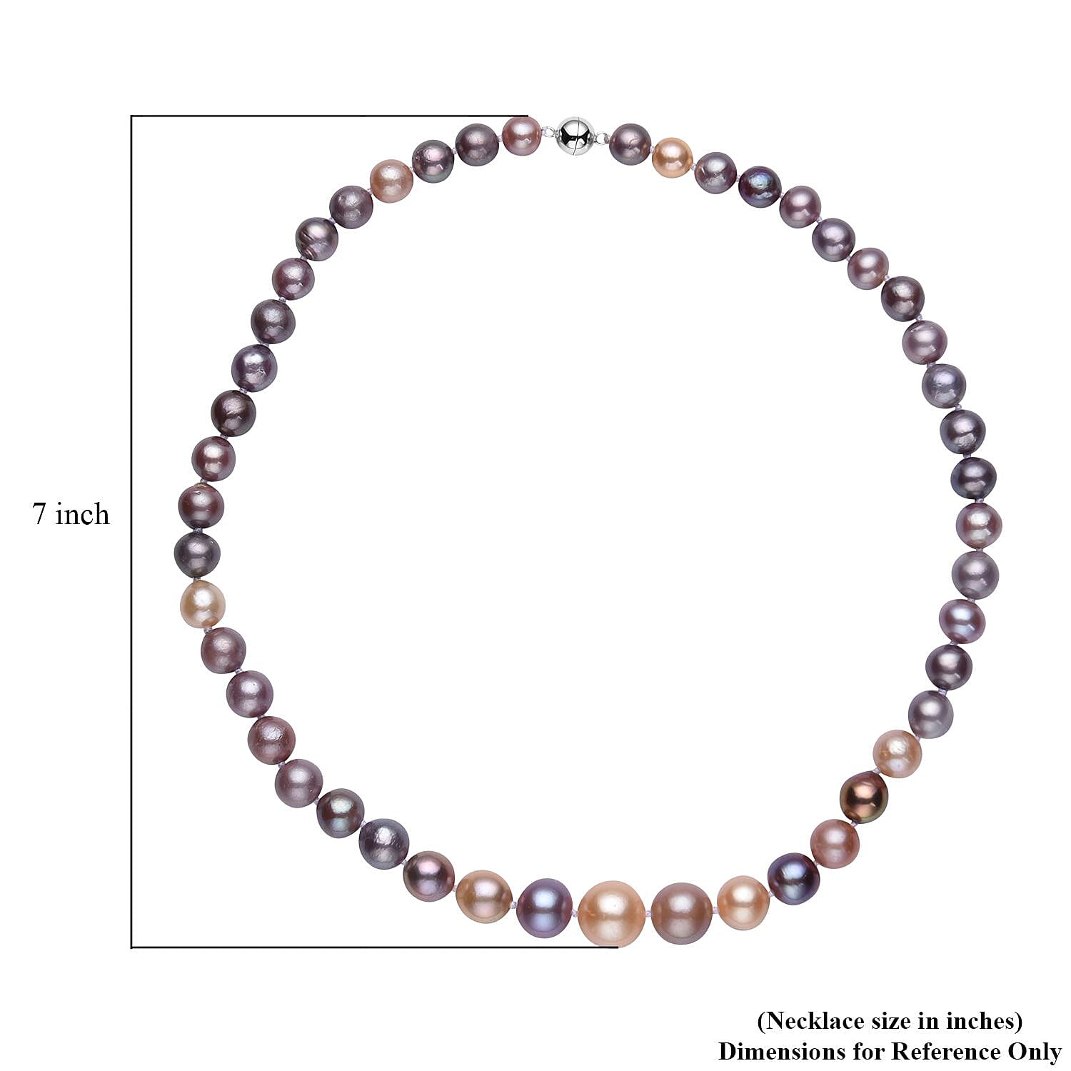 Purple Edison Pearl Necklace 20 Inches with Magnetic Lock in Rhodium Over Sterling Silver