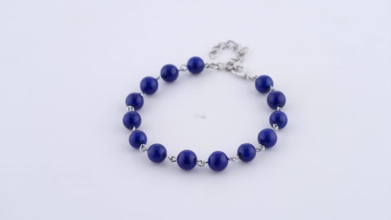 Lapis Lazuli Beaded Anklet 8-11 Inches in Silvertone 48.00 ctw