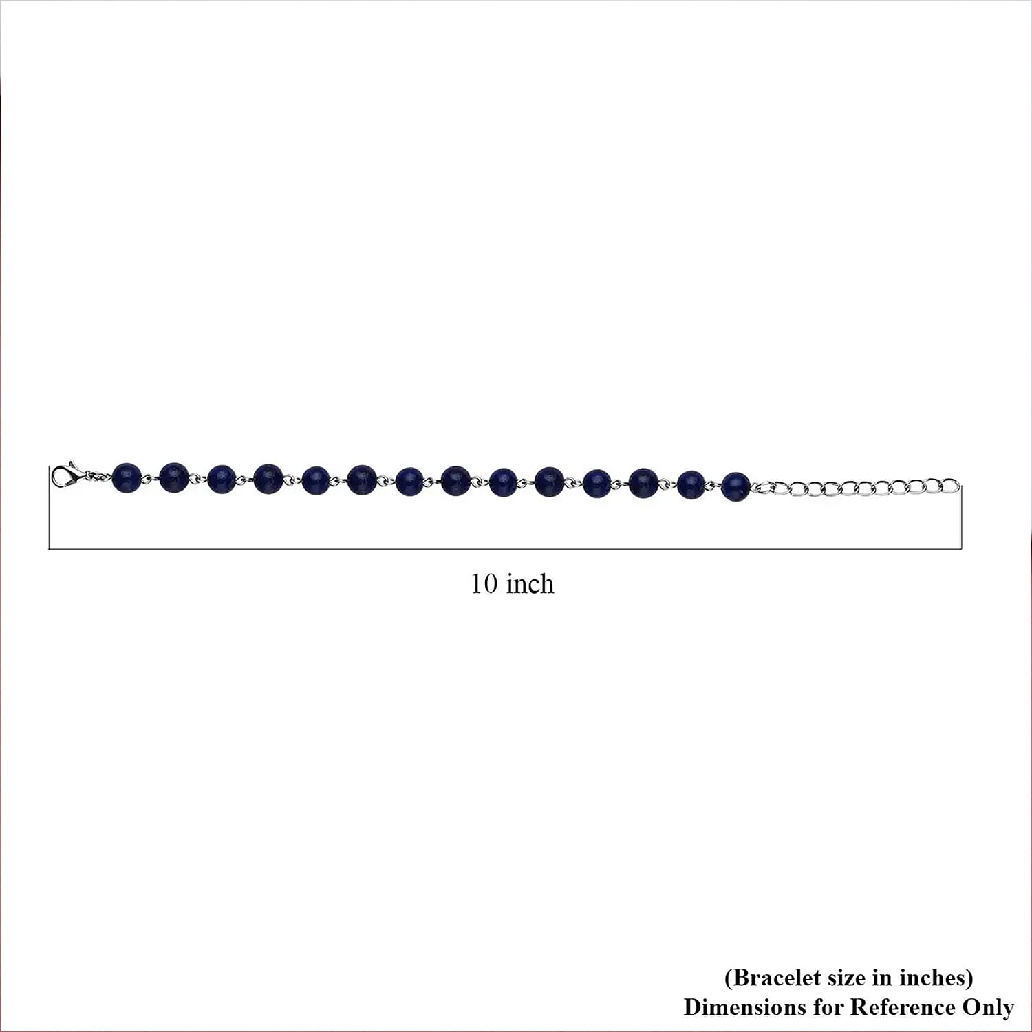 Lapis Lazuli Beaded Anklet 8-11 Inches in Silvertone 48.00 ctw