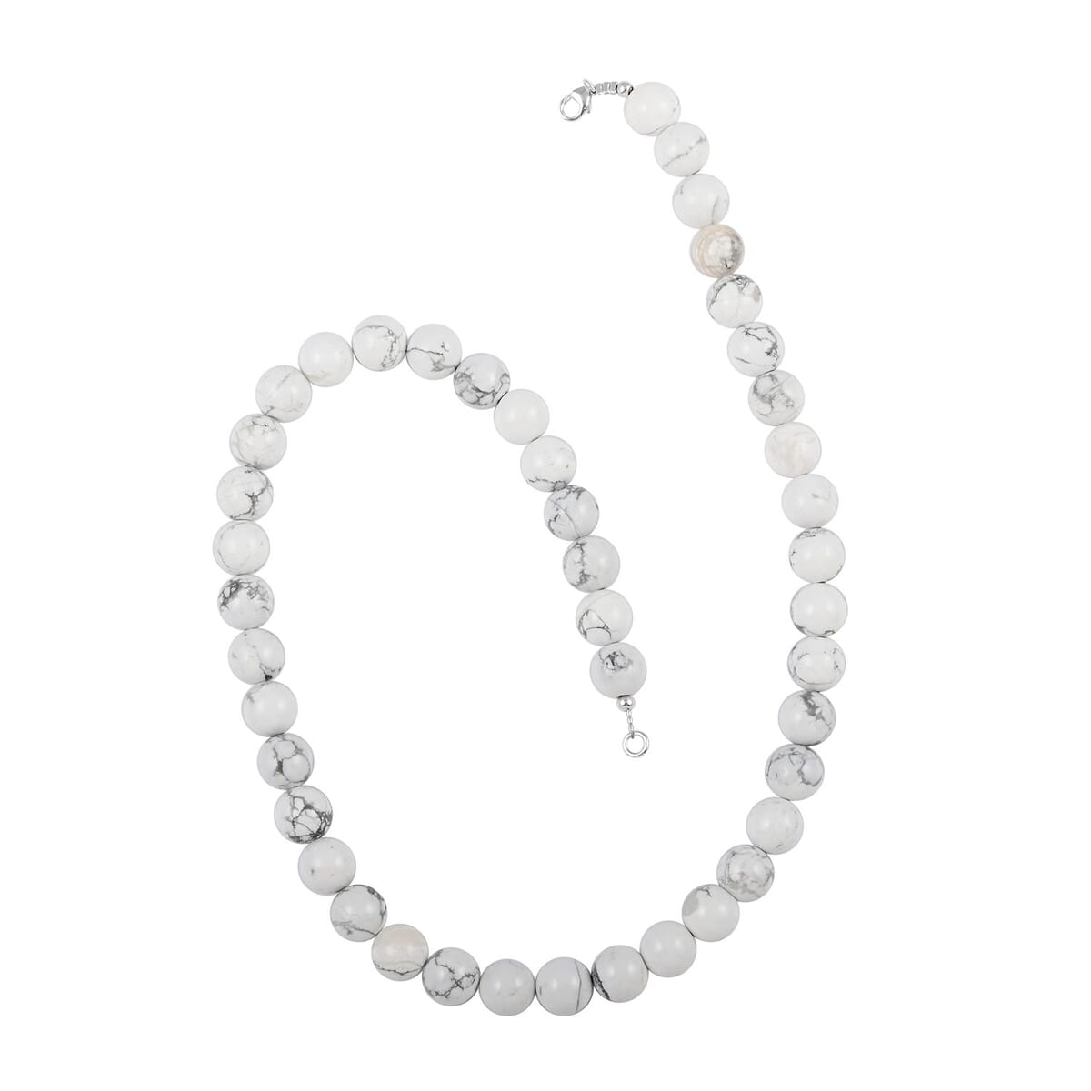 White Howlite 10mm Beaded Necklace 18 Inches in Sterling Silver 250.00 ctw image number 0
