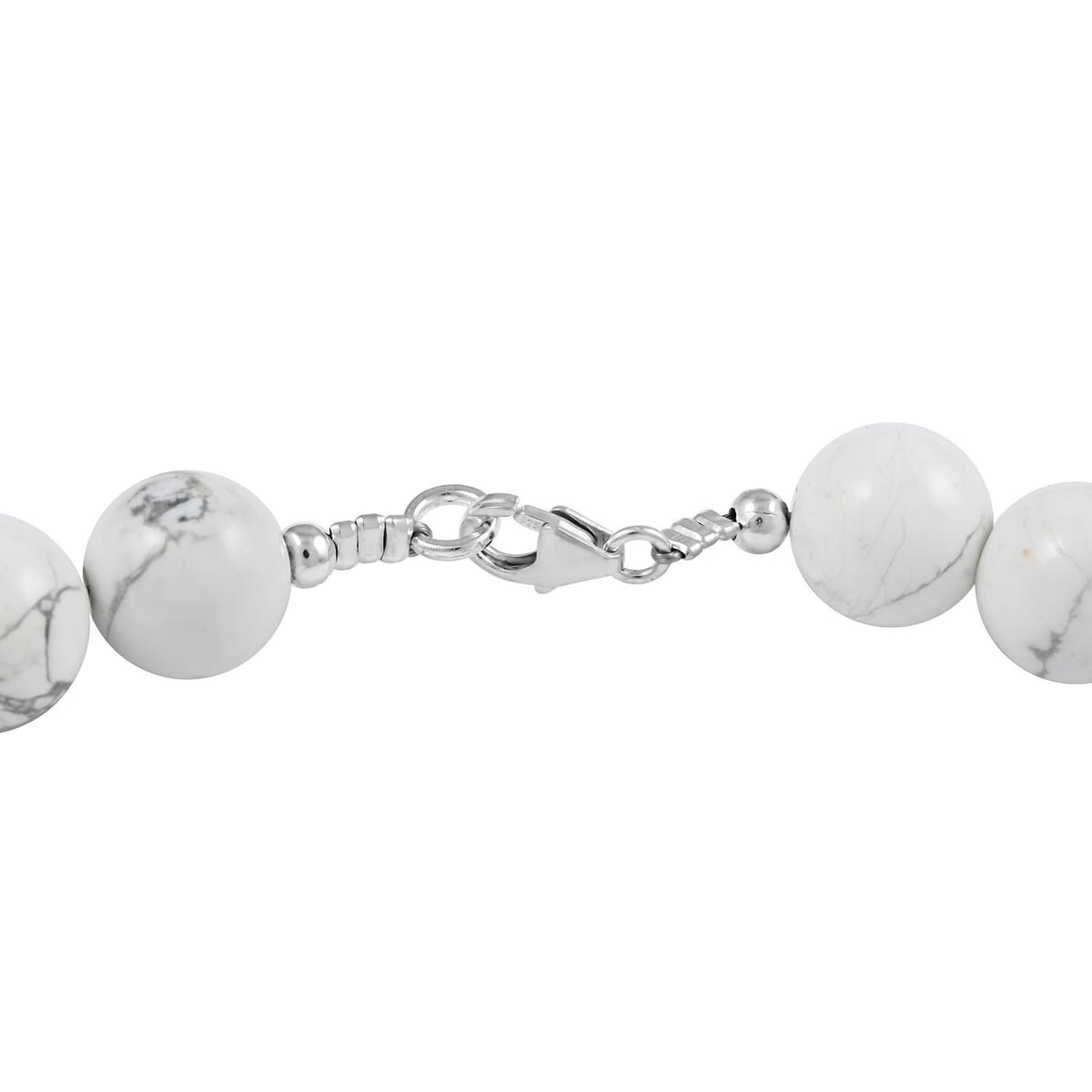 White Howlite 10mm Beaded Necklace 18 Inches in Sterling Silver 250.00 ctw image number 3