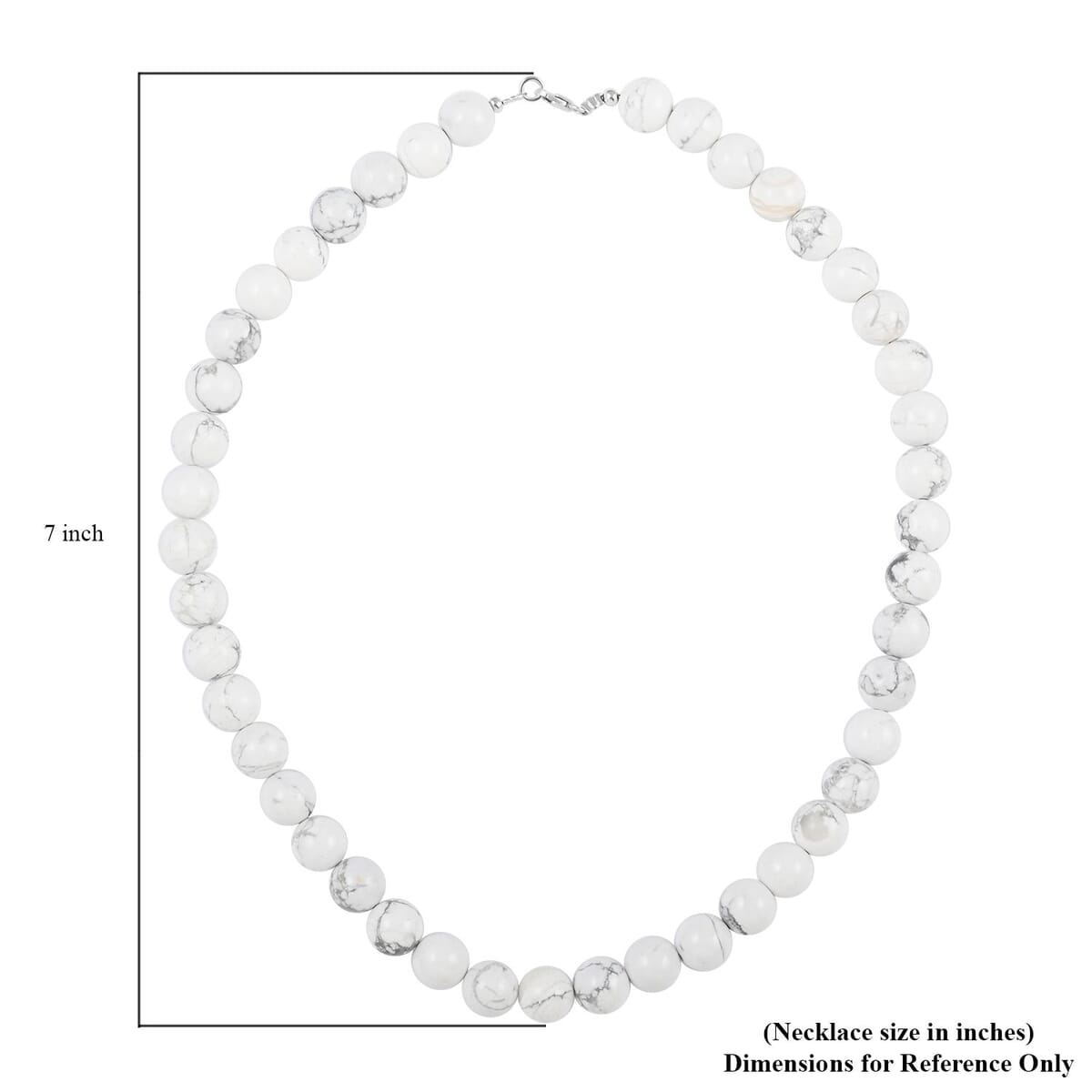 White Howlite 10mm Beaded Necklace 18 Inches in Sterling Silver 250.00 ctw image number 4