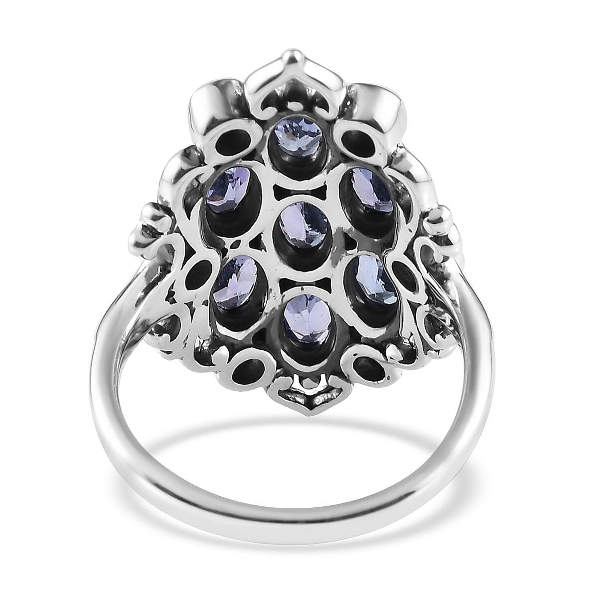 Artisan Crafted Tanzanite Cluster Ring in Sterling Silver (Size 10.0) 1.60 ctw