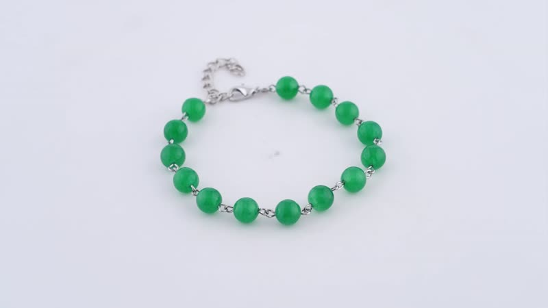 Aventurine Beaded Anklet 8-11 Inches in Silvertone 48.00 ctw