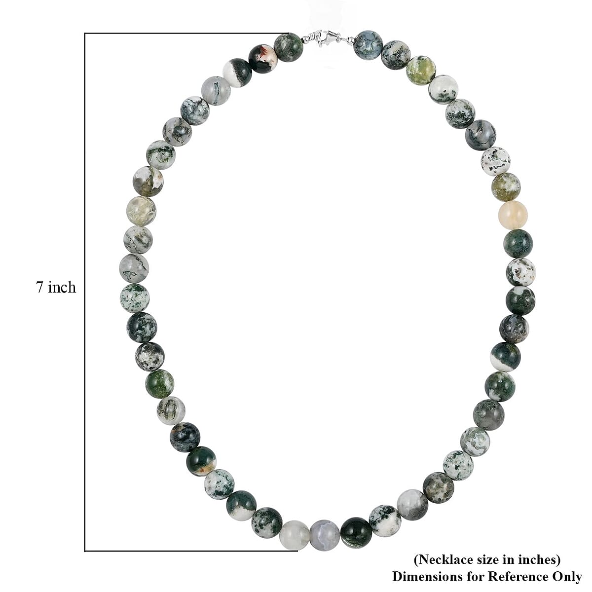 Tree Agate 8mm Beaded Necklace 18 Inches in Sterling Silver 150.00 ctw image number 4