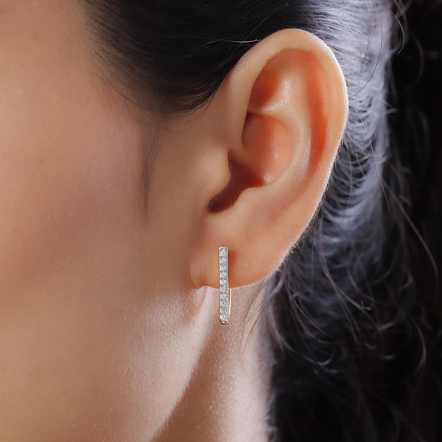 White Zircon 0.40 ctw Huggie Hoop Earrings in Vermeil Yellow Gold Over Sterling Silver