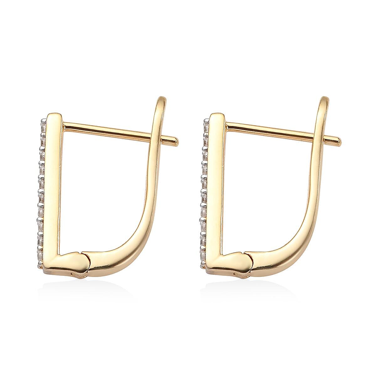 White Zircon 0.40 ctw Huggie Hoop Earrings in Vermeil Yellow Gold Over Sterling Silver