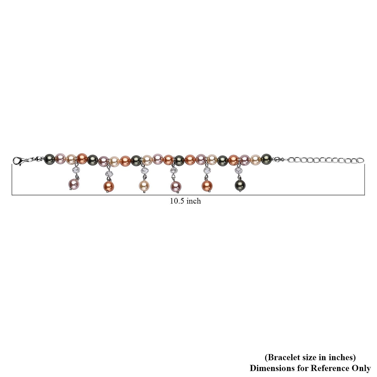 Multi Color Shell Pearl and White Glass Beaded Anklet or Bracelet 8-11 Inches in Silvertone image number 4