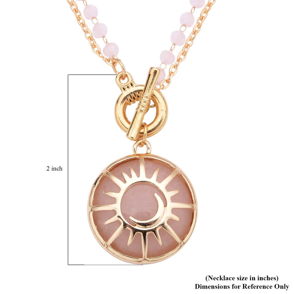 Galilea Rose Quartz Pendant with Pink Glass Beaded Necklace 20 Inches in Goldtone 55.00 ctw image number 4