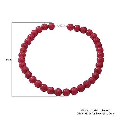 Ruby Quartz Beaded Necklace 18 Inches in Sterling Silver 300.00 ctw